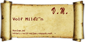 Volf Milán névjegykártya